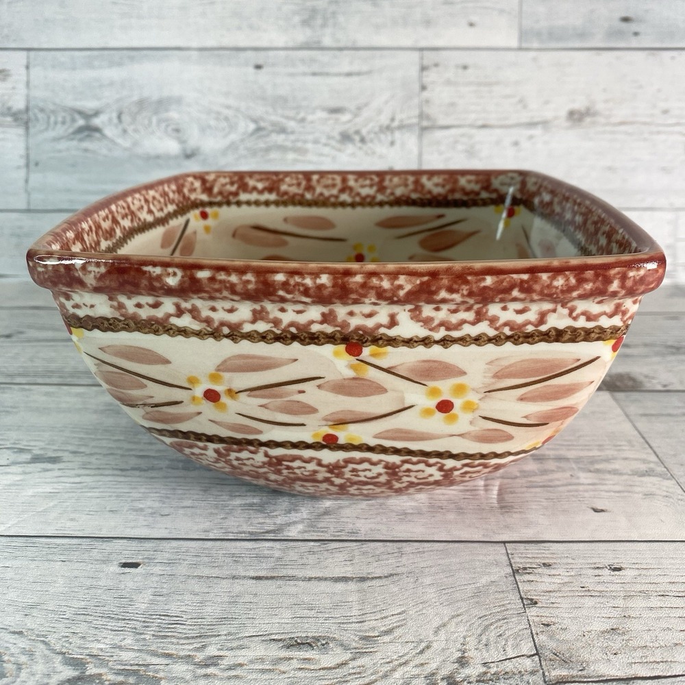 Temptations By Tara Old World Square Serving Bowl 7 Inch Cranberry Classic